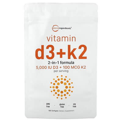 Vitamin D3 + K2, 180 Softgels