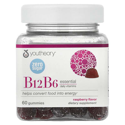 Витаминные мармеладки Youtheory Vitamin B12 & B6, Raspberry, 60 Gummies