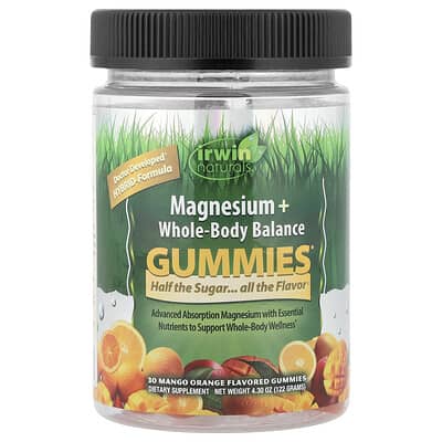 Magnesium + Whole-Body Balance Gummies, Mango Orange, 30 Gummies