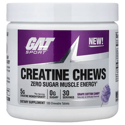 Sport, Creatine Chews, Grape Cotton Candy, 120 Chewable Tablets