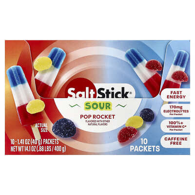 Энергетические мармеладные конфеты Sour Pop Rocket, 10 пакетиков по 1.41 oz (40 g)