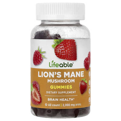 Lifeable Желейные конфеты с грибами Lion's Mane, ягоды, 60 шт (100 mg на конфету)
