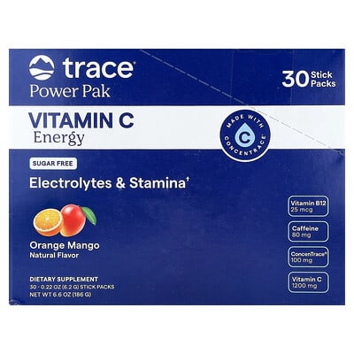 Trace Power Pak, витамин C Energy, Orange Mango, 30 Stick Packs, 0.22 oz (6.2 g) each