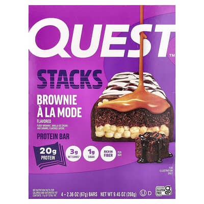 Протеиновые батончики Quest Nutrition Stacks, Brownie A La Mode, 4 шт, 67 g каждый