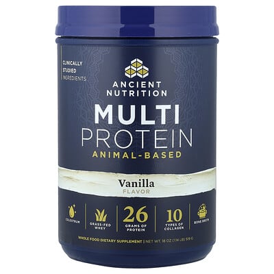 Многокомпонентный протеин Ancient Nutrition Animal-Based Vanilla, 1.14 lb (519 g)
