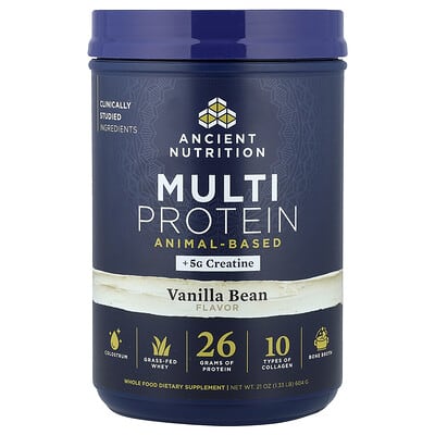 Multi Protein + Creatine, Animal-Based, Vanilla Bean, 1.33 lb (604 g)