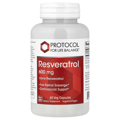 Protocol for Life Balance ресвератрол, 600 mg, 60 вегетарианских капсул