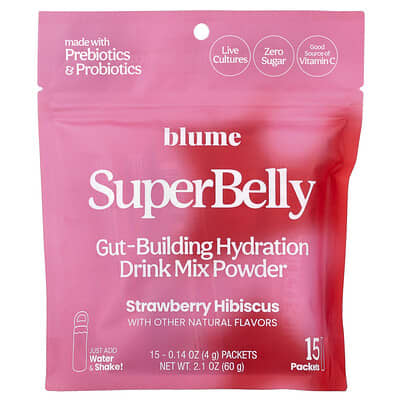 Сухое напиток-смесь SuperBelly Gut-Building Hydration, Strawberry Hibiscus