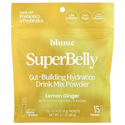 Сухое напиток-порошок SuperBelly Lemon Ginger, 15 пакетиков