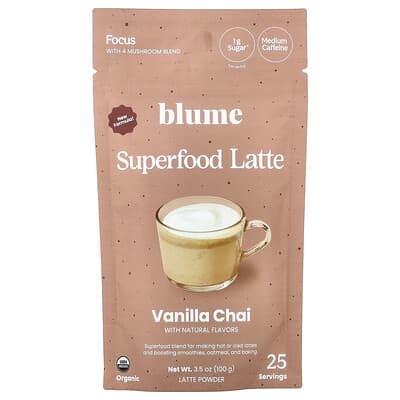 Латте Superfood, Vanilla Chai, 3.5 oz (100 g)