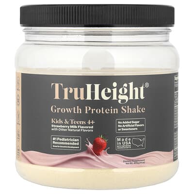Протеиновый коктейль TruHeight, клубничное молоко, Детский и подростковый, 14 oz (400 g)