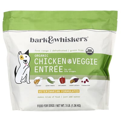 Bark & Whiskers®, Organic Chicken & Veggie Entree, For Dogs, 3 lb (1.36 kg)