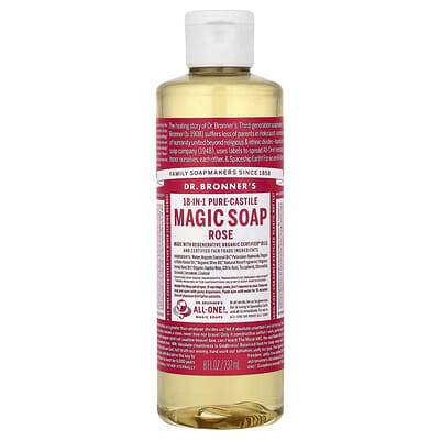 Dr. Bronner's Магическое мыло Pure-Castile, Роза, 8 fl oz (237 ml)