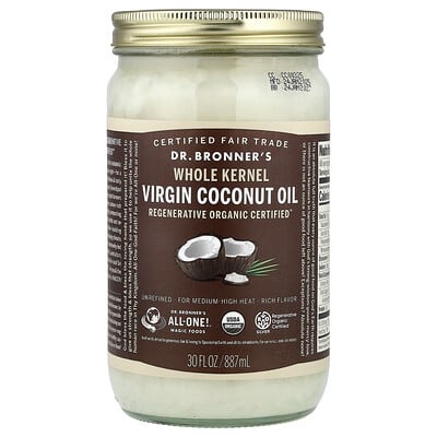 Organic Virgin Coconut Oil, Whole Kernel, 30 fl oz (887 ml)