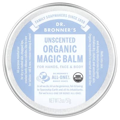 Organic Magic Balm, For Hands, Face & Body, Unscented, 2 oz (57 g)