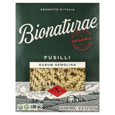 Organic Durum Semolina Fusilli, 16 oz (454 g)