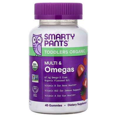 SmartyPants детские жевательные витамины Multi & Omegas, Mixed Berry & Cherry, 45 Gummies