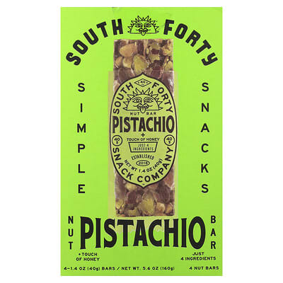 Ореховый батончик South Forty Snack Company Pistachio + Honey, 1.4 oz (40 g) Each