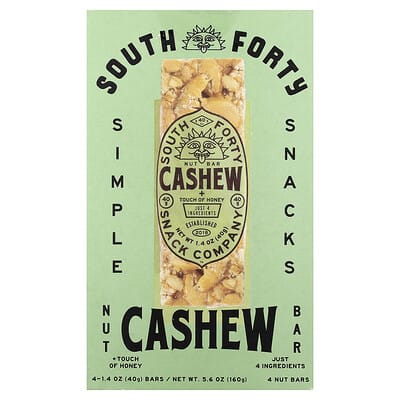 Батончик Nut Bar, Cashew + Touch of Honey, 4 Bars, 1.4 oz (40 g) Each