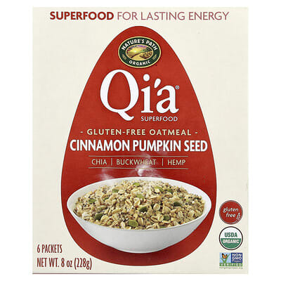 Овсянка Organic Qi'a Superfood Gluten Free Cinnamon Pumpkin Seed 6 Packets 38 g Each