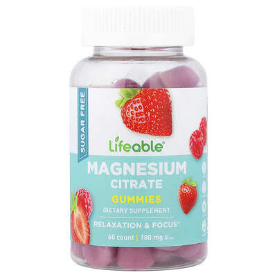 Magnesium Citrate Gummies, Berry, 60 Gummies (90 mg per Gummy)