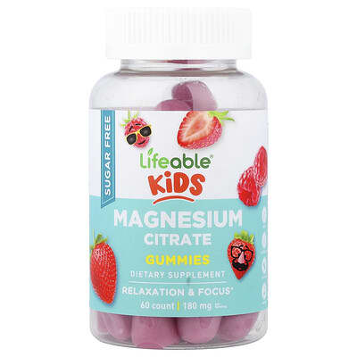 Детские жевательные витамины Lifeable Magnesium Citrate Gummies, Berry, 60 Gummies (90 mg per Gummy)