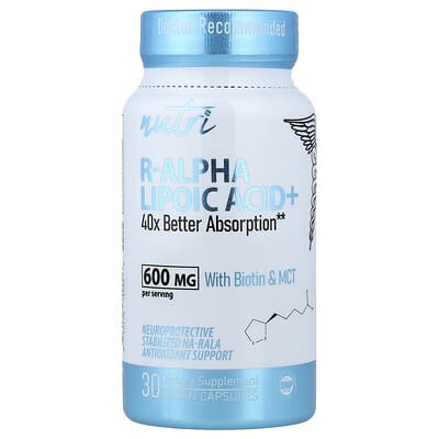 R-Alpha Lipoic Acid+ с биотином и MCT, 30 веганских капсул