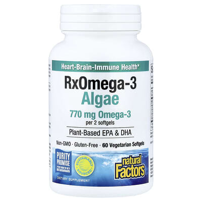 Natural Factors RxOmega3 Algae, 60 вегетарианских мягких капсул