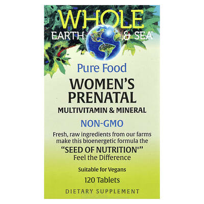Whole Earth & Sea®, Женский пренатальный мультивитаминный и минеральный комплекс, 120 таблеток