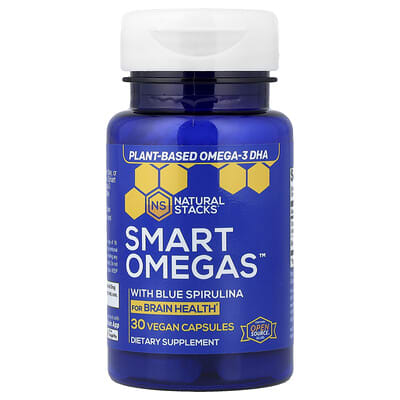Smart Omegas™ с голубой спирулиной, 30 веганских капсул
