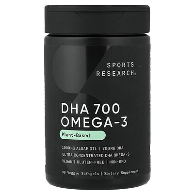 DHA 700 Omega-3, растительный состав, 90 вегетарианских мягких капсул