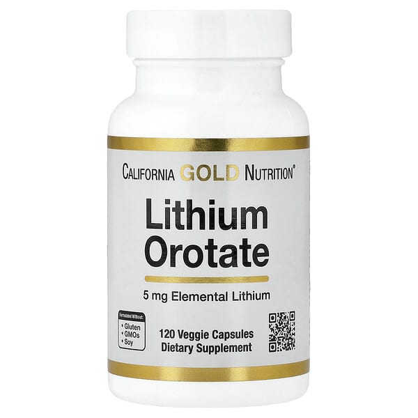 California Gold Nutrition Lithium Orotate, 5 mg, 120 капсул