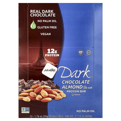 Протеиновые батончики Dark® Chocolate Almond с морской солью, 12 шт., 1.76 oz (50 g) каждый