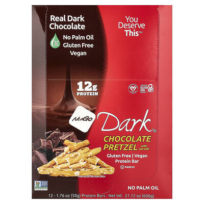Dark®, Protein Bars, Chocolate Pretzel With Sea Salt, 12 Bars, 1.76 oz (50 g)