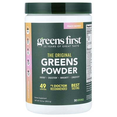 Зеленый порошок Greens Powder, Peach Mango, 10.3 oz (292.2 g)