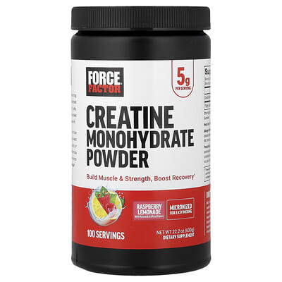 Порошок креатина Force Factor Creatine Monohydrate Powder, Raspberry Lemonade, 22.2 oz (630 g)