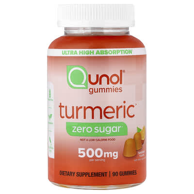 Qunol Gummies Turmeric Tangerine Zero Sugar 90 шт (250 mg per Gummy)
