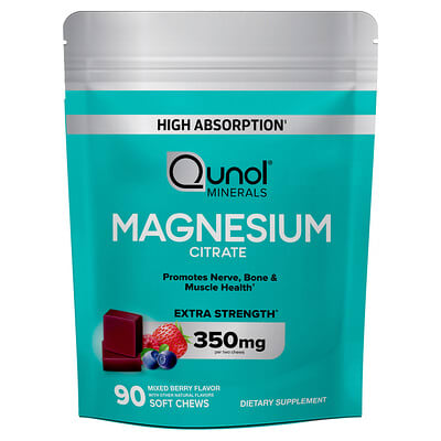 Qunol Magnesium Citrate, Mixed Berry, 90 мягких капсул (175 mg на капсулу)