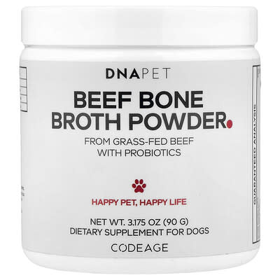 Codeage порошок из говяжьего костного бульона для собак, 3.175 oz (90 g)