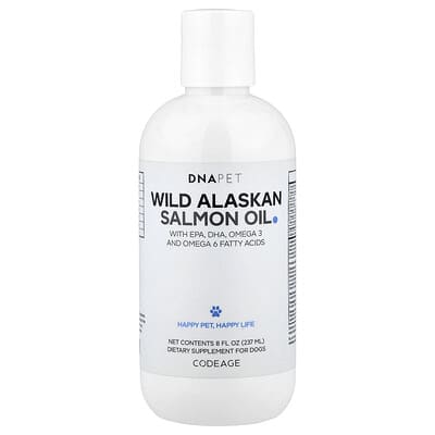 Лососевое масло DNA Pet, дикий аляскинский лосось, для собак, 8 fl oz (237 ml)