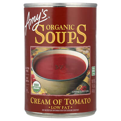 Органический суп Amy's, томатный, низкая жирность, 14.5 oz (411 g)