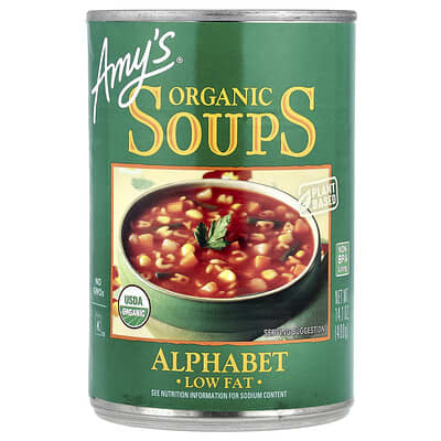 Amy's Органический суп, алфавитный, с низким содержанием жира, 14.1 oz (400 g)