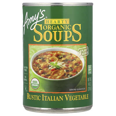 Органический суп Amy's Hearty, Rustic Italian Vegetable, 14 oz (397 g)