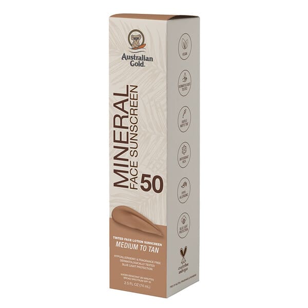 Солнцезащитный лосьон Australian Gold Mineral Tinted Face SPF 50 74 ml