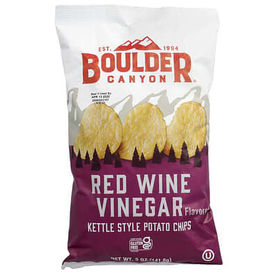 Kettle Style Potato Chips, Red Wine Vinegar, 5 oz (141.8 g)