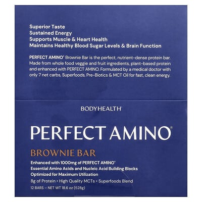 Протеиновый батончик Perfect Amino® Brownie, 12 шт., 1.55 oz (44 g)