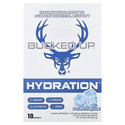 Bucked Up Hydration™, Polar Blue, 18 пакетов по 16.2 g
