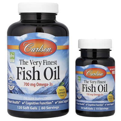 Рыбий жир Carlson Natural Lemon, 150 Softgels