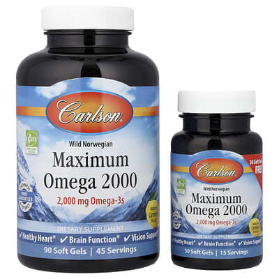 Wild Norwegian, Maximum Omega 2000, Natural Lemon, 120 Soft Gels (1,000 mg per Soft Gel)