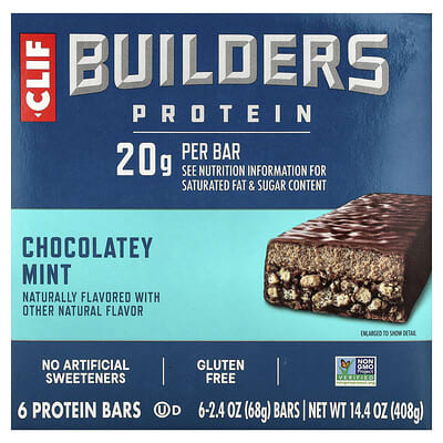 Builders Protein Bar, Chocolatey Mint, 6 Bars, 2.4 oz (68 g) Each